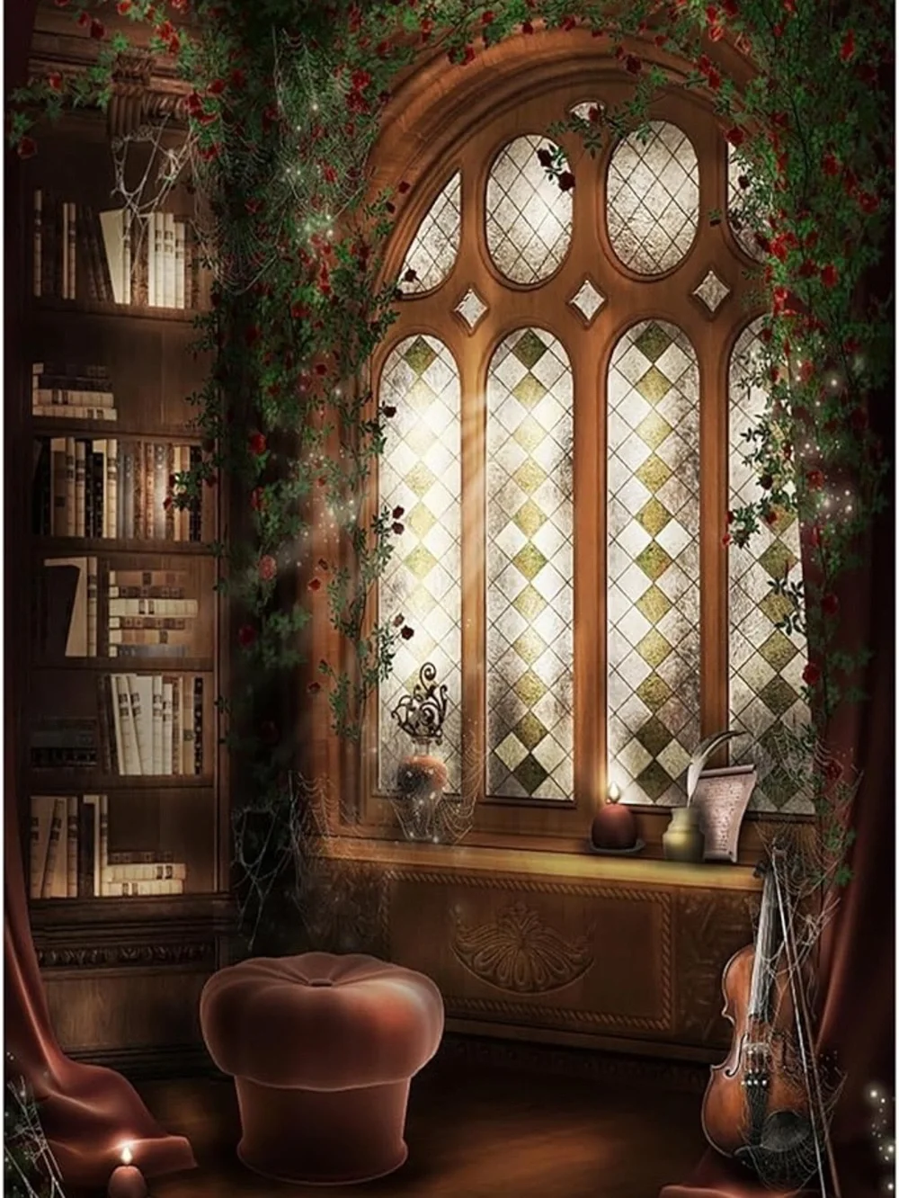 Magic Fantasy Library Window Nook Photography Backdrop 5x7
